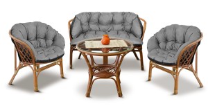 Zestaw ogrodowy 2x122x40cm + 190x40cm na krzesło kanapę huśtawkę meble rattanowe wodoodporny szary