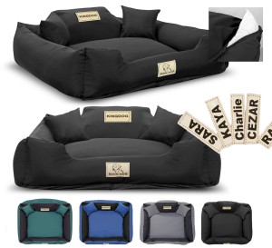 Legowisko dla psa kojec KINGDOG MM43 100x75 cm personalizowane rozbieralne antyslip czarne