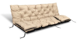 Poduszka ogrodowa 150x60x50 cm + 2 poduszki na ławkę huśtawkę wodoodporna beżowa