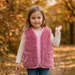 Kamizelka wełniana dziecięca merynos australijski różowa 2-3 lata