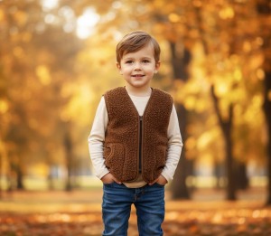 Kamizelka wełniana dziecięca merynos australijski tumbler brąz 2-3 lata