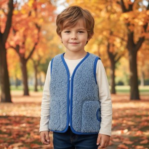 Kamizelka Wełniana Merynos Australijski Niebieska  4-5 lat