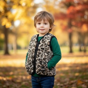 Kamizelka wełniana dziecięca merynos australijski lampart 4-5 lat