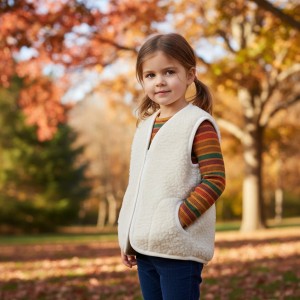 Kamizelka wełniana dziecięca merynos australijski tumbler ecru 4-5 lat