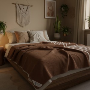 Koc wełniany camel brąz greka 200x240 (+-5cm)