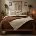 Dwustronna kołdra wełniana camel jasny ciemny 180x200 Woolmark Indygosklep