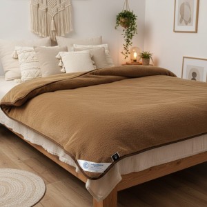 kołdra wełniana camel brąz Premium Woolmark 160x200