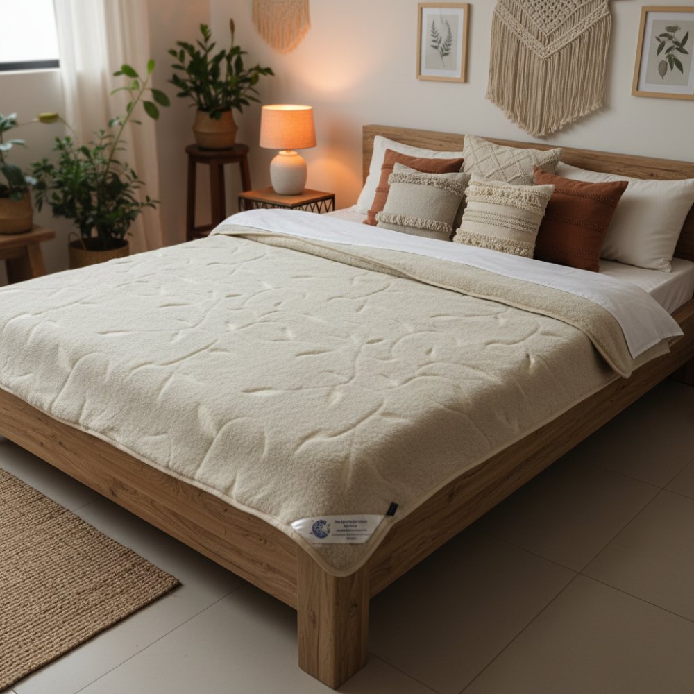 Dwuwarstwowa kołdra wełniana camel jasny benjamin 180x200 Indygosklep.